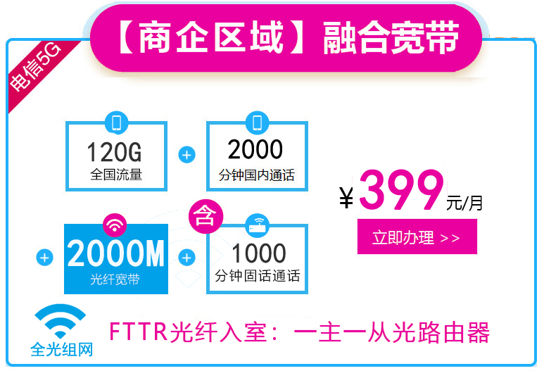 399元包月2000M上行100M